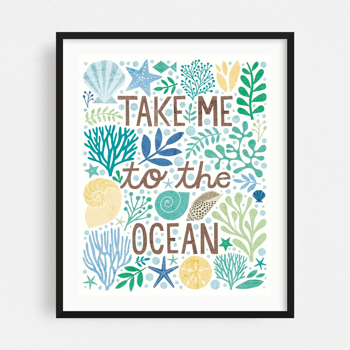 Under Sea Treasures IV Sea Glass Typography Animals Art Print/Poster