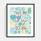 Under Sea Treasures IV Sea Glass Typography Animals Art Print/Poster