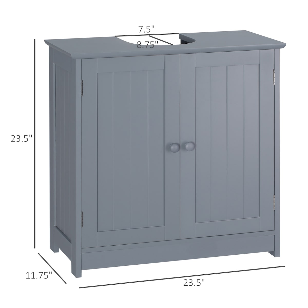 Under Sink Bathroom Cabinet with 2 Doors and Shelf, Pedestal Sink Bathroom Vanity Cabinet, Gray