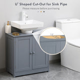 Under Sink Bathroom Cabinet with 2 Doors and Shelf, Pedestal Sink Bathroom Vanity Cabinet, Gray