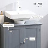 Under Sink Bathroom Cabinet with 2 Doors and Shelf, Pedestal Sink Bathroom Vanity Cabinet, Gray