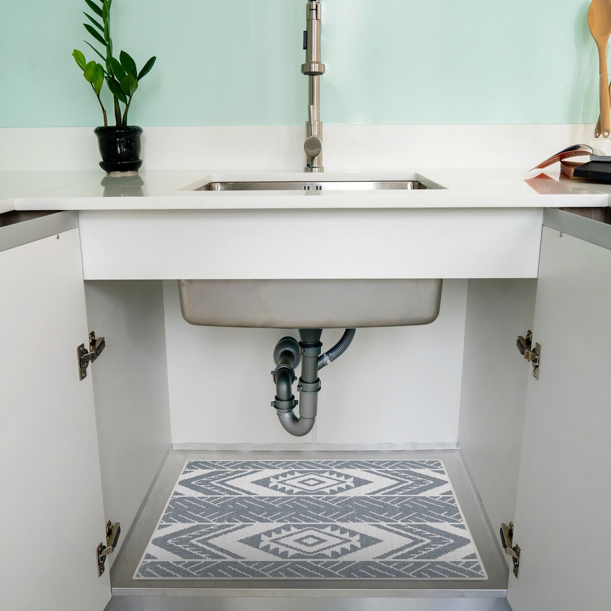 Under Sink Mat - Ultra-Absorbent Cotton Shelf Liners For Kitchen Cabinets - 2X3 feet
