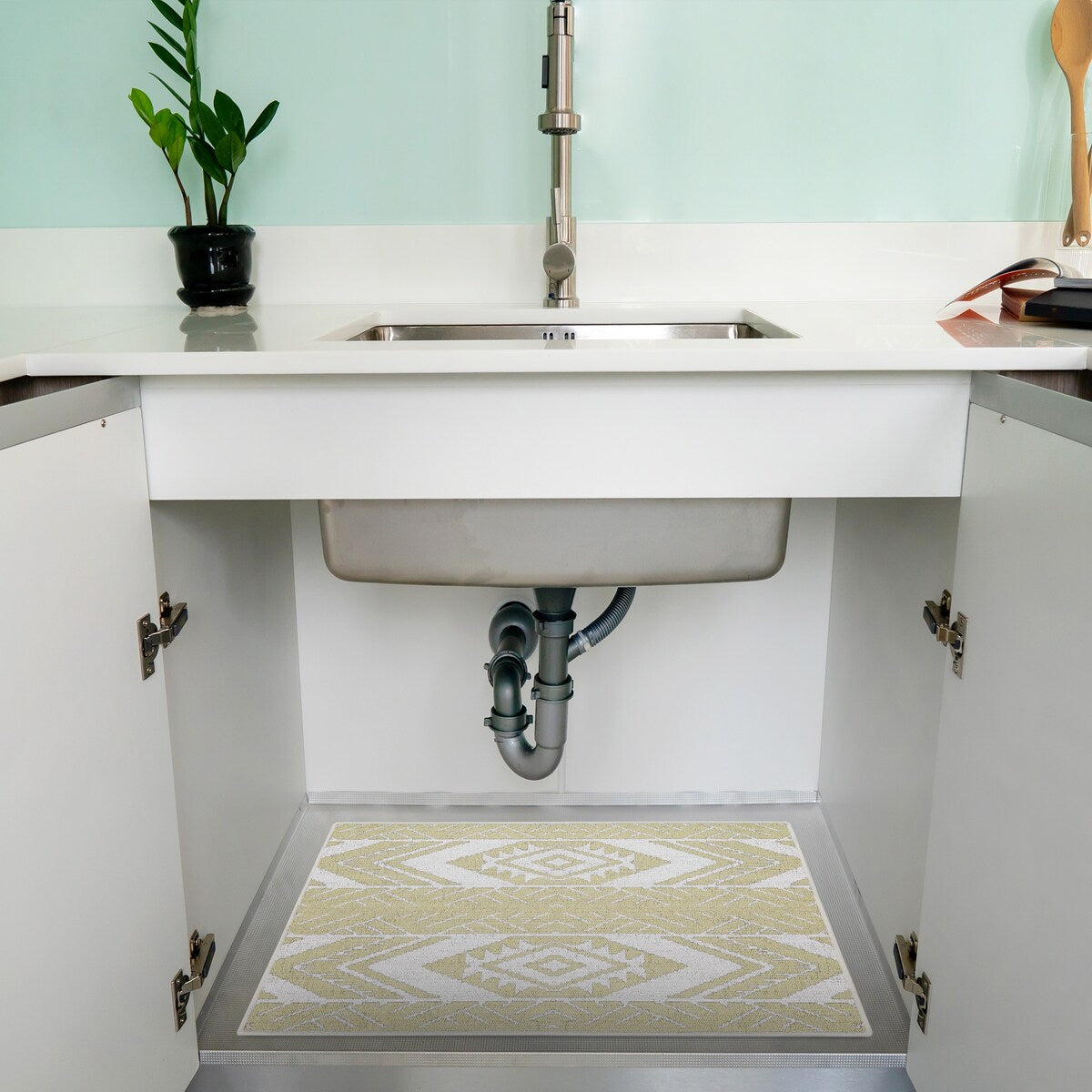 Under Sink Mat - Ultra-Absorbent Cotton Shelf Liners For Kitchen Cabinets - 2X3 feet