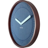 Unek Goods NeXtime Calmest Wall Clock, Round, Wood and Fabric, Blue, Battery Operated