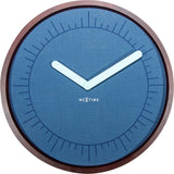 Unek Goods NeXtime Calmest Wall Clock, Round, Wood and Fabric, Blue, Battery Operated