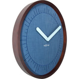 Unek Goods NeXtime Calmest Wall Clock, Round, Wood and Fabric, Blue, Battery Operated