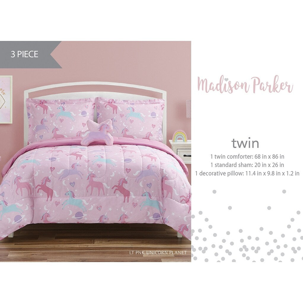 Unicorn Planet Pale Pink/Lilac Soft Microfiber Comforter Set