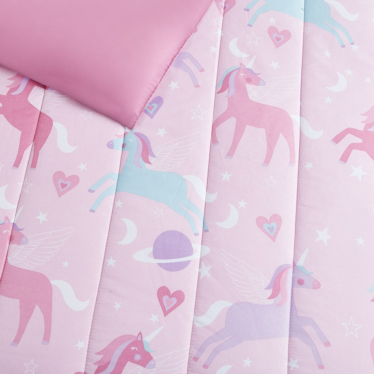 Unicorn Planet Pale Pink/Lilac Soft Microfiber Comforter Set