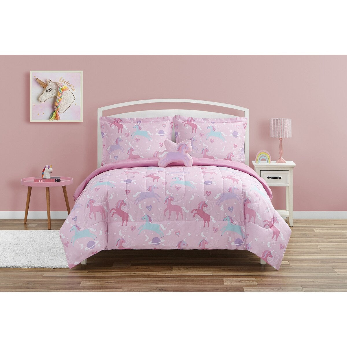 Unicorn Planet Pale Pink/Lilac Soft Microfiber Comforter Set