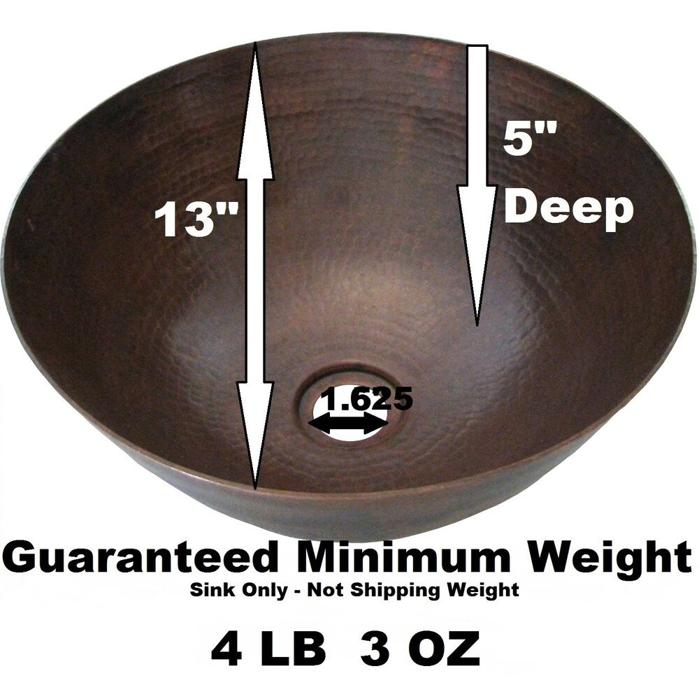 Unikwities 13 X 5 inch Round Bronzed Copper Vessel Sink with Drain