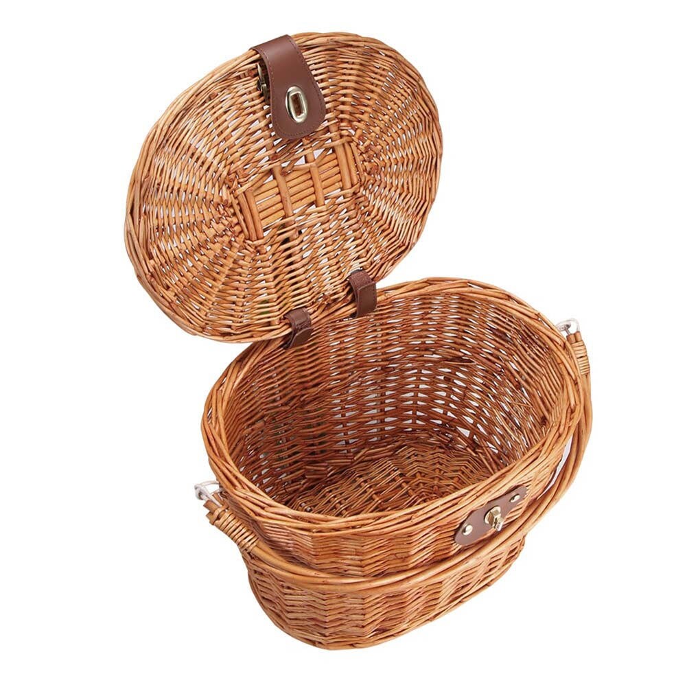 Unique Design Bicycle Front Basket Wicker Picnic Basket with Lid