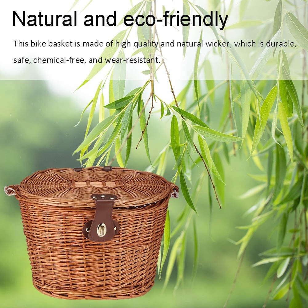 Unique Design Bicycle Front Basket Wicker Picnic Basket with Lid