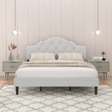 Unique Linen Light Beige Upholstered Queen Bed, 84''L*62''W*46''H, 61LBS