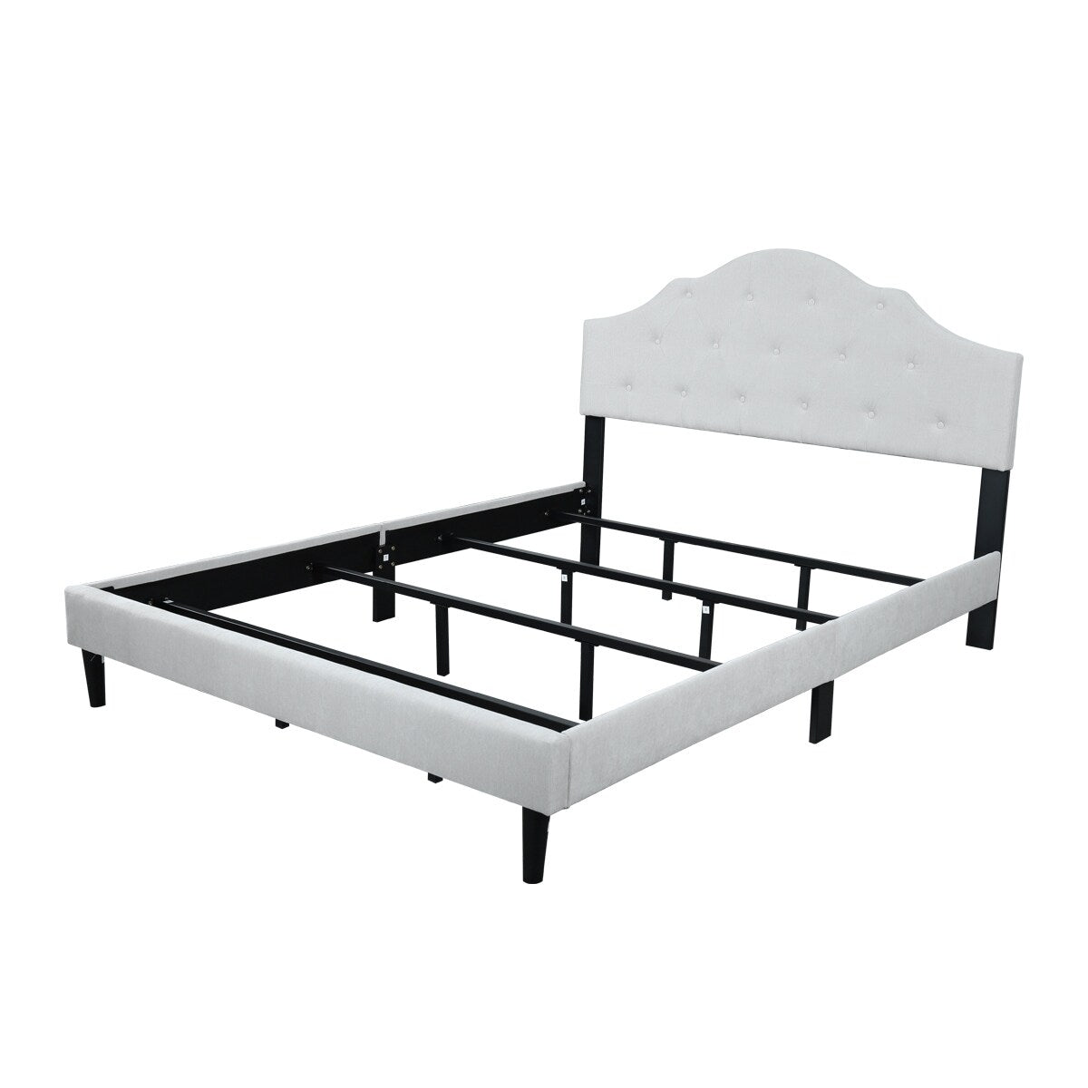Unique Linen Light Beige Upholstered Queen Bed, 84''L*62''W*46''H, 61LBS