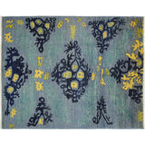 H8782 Unique Modern Collection Abstract Blue Hand-knotted Wool Area Rug (9' x 12')