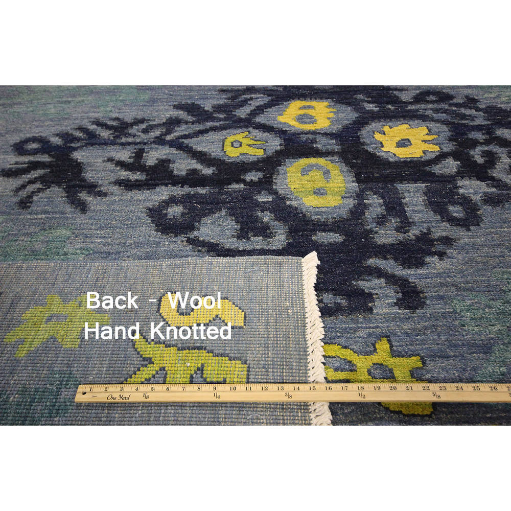H8782 Unique Modern Collection Abstract Blue Hand-knotted Wool Area Rug (9' x 12')