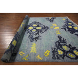 H8782 Unique Modern Collection Abstract Blue Hand-knotted Wool Area Rug (9' x 12')