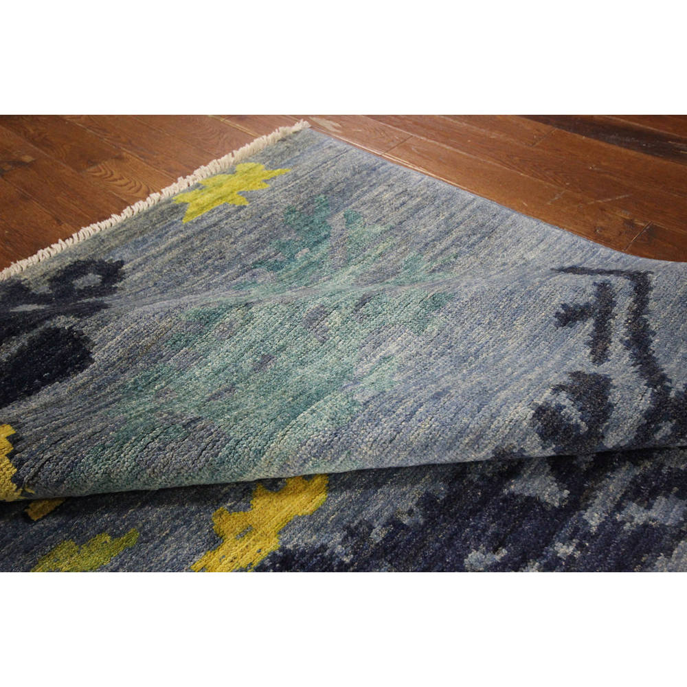 H8782 Unique Modern Collection Abstract Blue Hand-knotted Wool Area Rug (9' x 12')