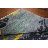 H8782 Unique Modern Collection Abstract Blue Hand-knotted Wool Area Rug (9' x 12')