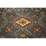 Unique Steel Blue Pakistani Kazak Hand-knotted Wool Area Rug (5' x 7')