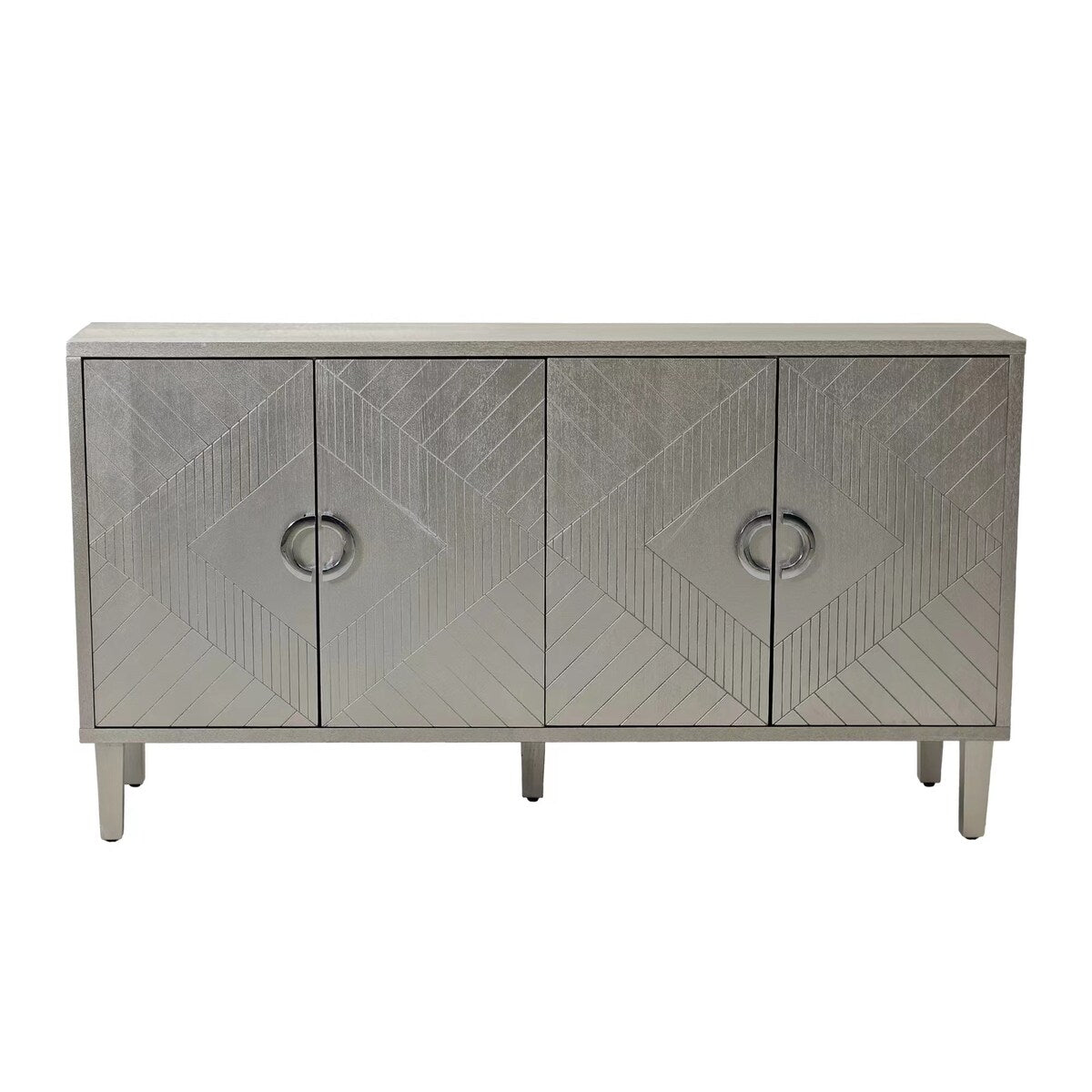 Unique Stylish 4-Door Storage Cabinet with Pine Legs Sideboard Buffets