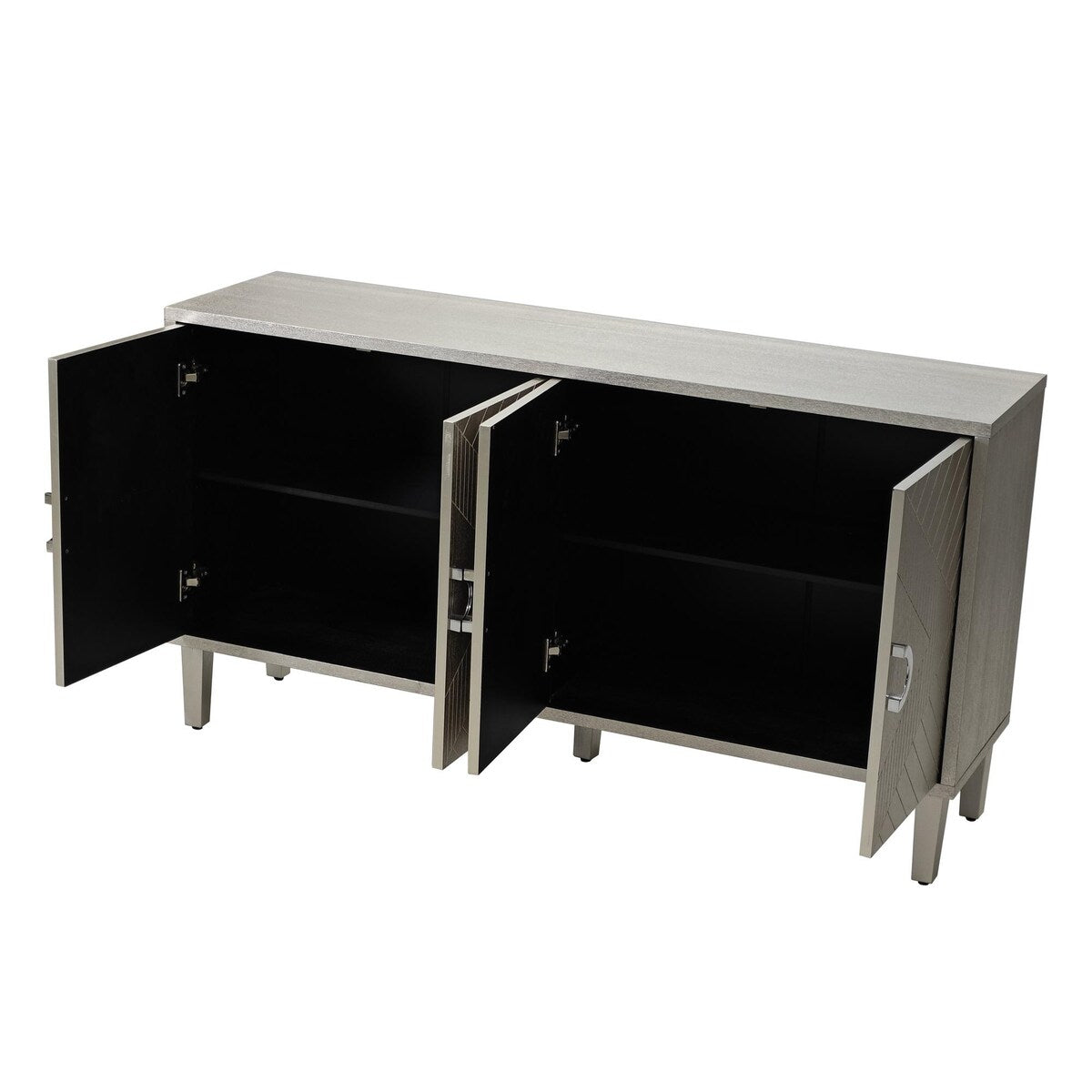 Unique Stylish 4-Door Storage Cabinet with Pine Legs Sideboard Buffets