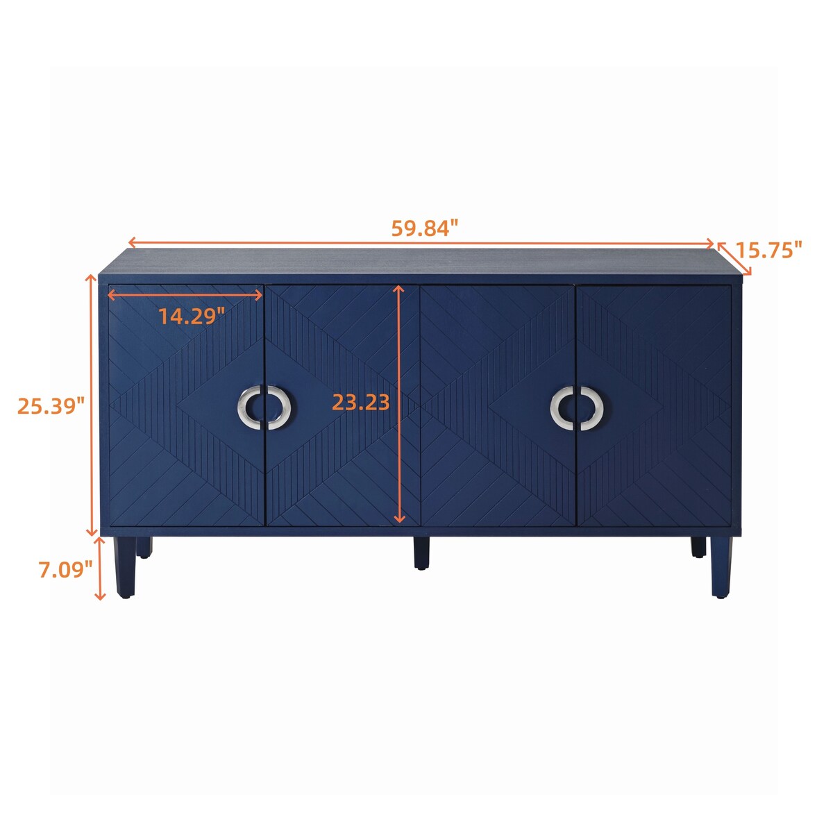 Unique Stylish 4-Door Storage Cabinet with Pine Legs Sideboard Buffets