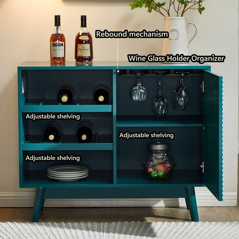 Unique Teal Wine Cabinet Storage Cabinet with Door Adjustable Shelf