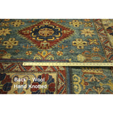Unique Wool and Wool Geo-floral Kazak Hand-knotted Area Rug (6' x 8')