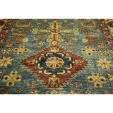 Unique Wool and Wool Geo-floral Kazak Hand-knotted Area Rug (6' x 8')