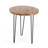 Benzara Black and Brown Teak End Table
