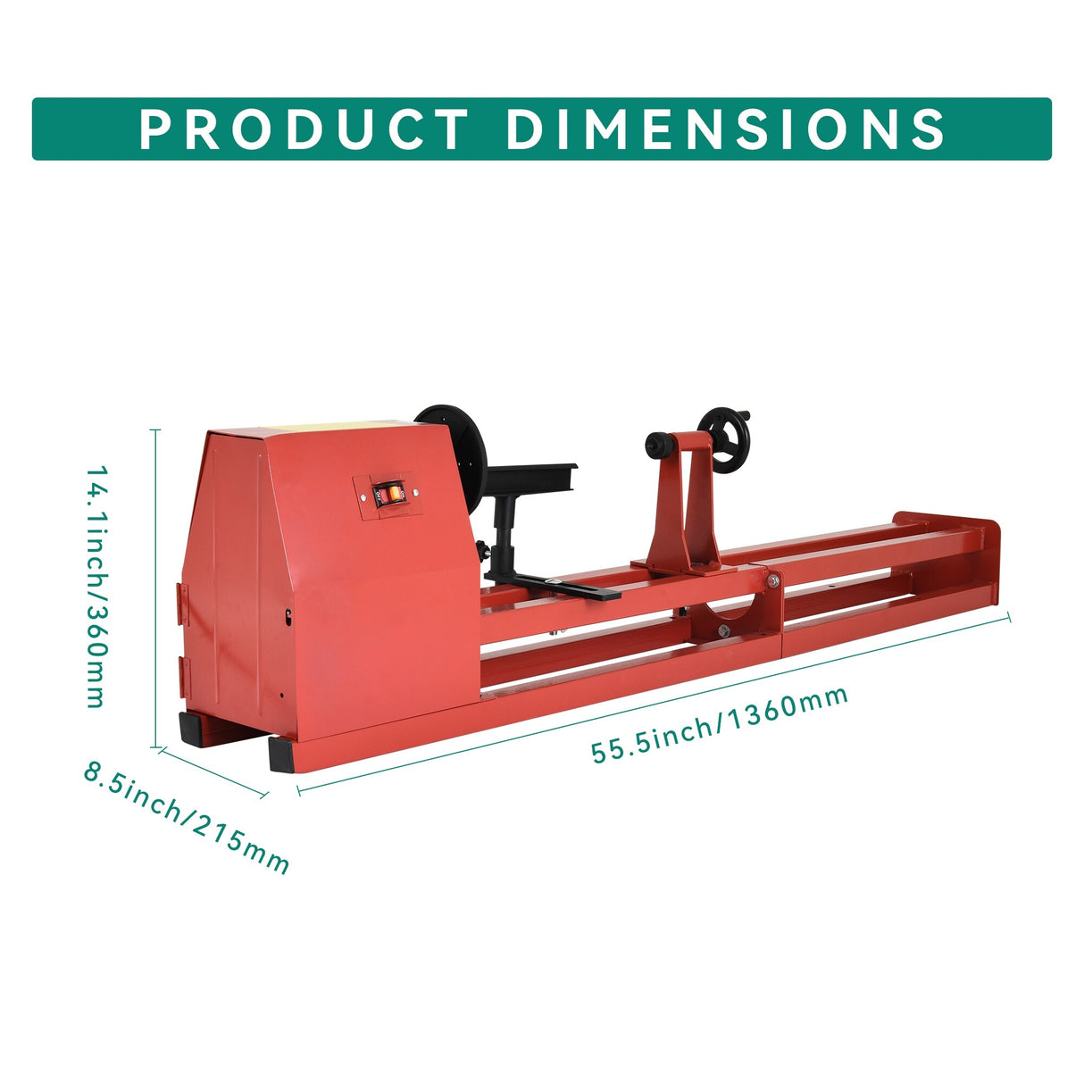 14" x 55" Mini Wood Lathe 400W Power Wood Turning Lathe Adjustable 4 Speed