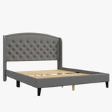 Upholsted Bed Frame with Wingback Headboard, King Size