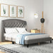 Upholsted Bed Frame with Wingback Headboard, King Size