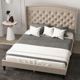 Upholsted Bed Frame with Wingback Headboard, King Size