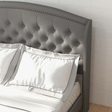 Upholsted Bed Frame with Wingback Headboard, King Size