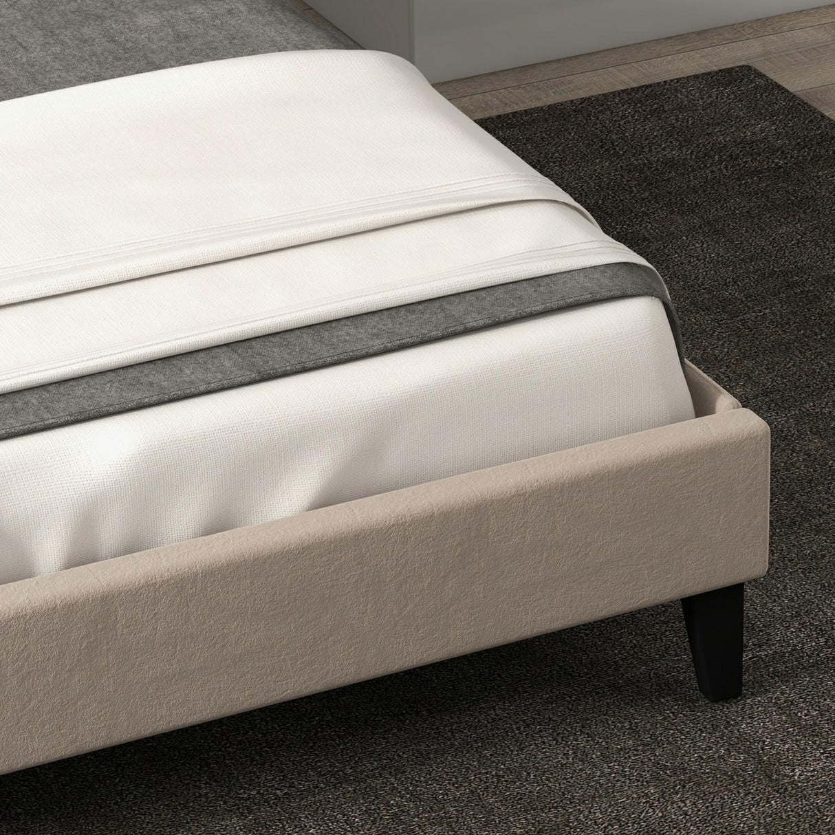 Upholsted Bed Frame with Wingback Headboard, King Size