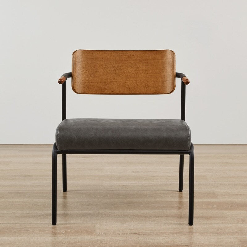 Cassie Upholstered Accent Chair with Metal Frame&Wood Back