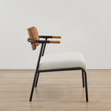 Cassie Upholstered Accent Chair with Metal Frame&Wood Back