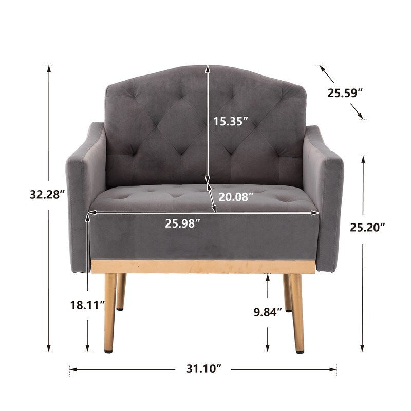 Upholstered Accent Chair, Leisure Single Sofa with Rose Golden Feet