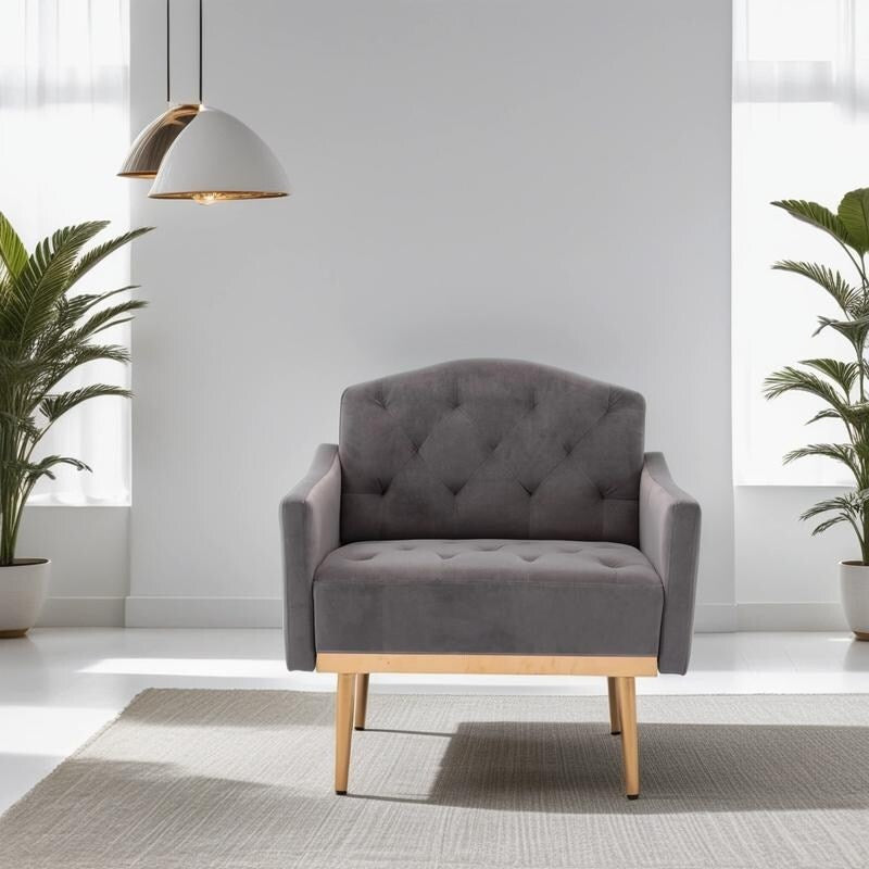Upholstered Accent Chair, Leisure Single Sofa with Rose Golden Feet