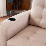 Upholstered Armchair and Storage Ottoman Set, Comfortable Single Sofa with Cup Holders and Tufted Detailing for Living Room
