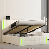 Upholstered Bed with Hydraulic Storage System and USB Charging Station
