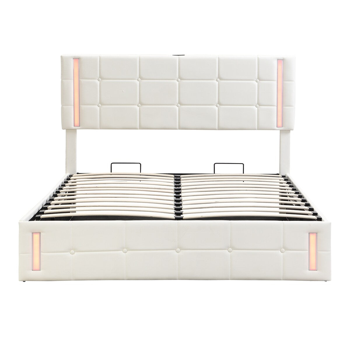 Upholstered Bed with Hydraulic Storage System and USB Charging Station
