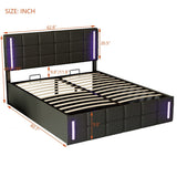 Upholstered Bed with Hydraulic Storage System and USB Charging Station
