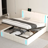 Upholstered Bed with Hydraulic Storage System and USB Charging Station