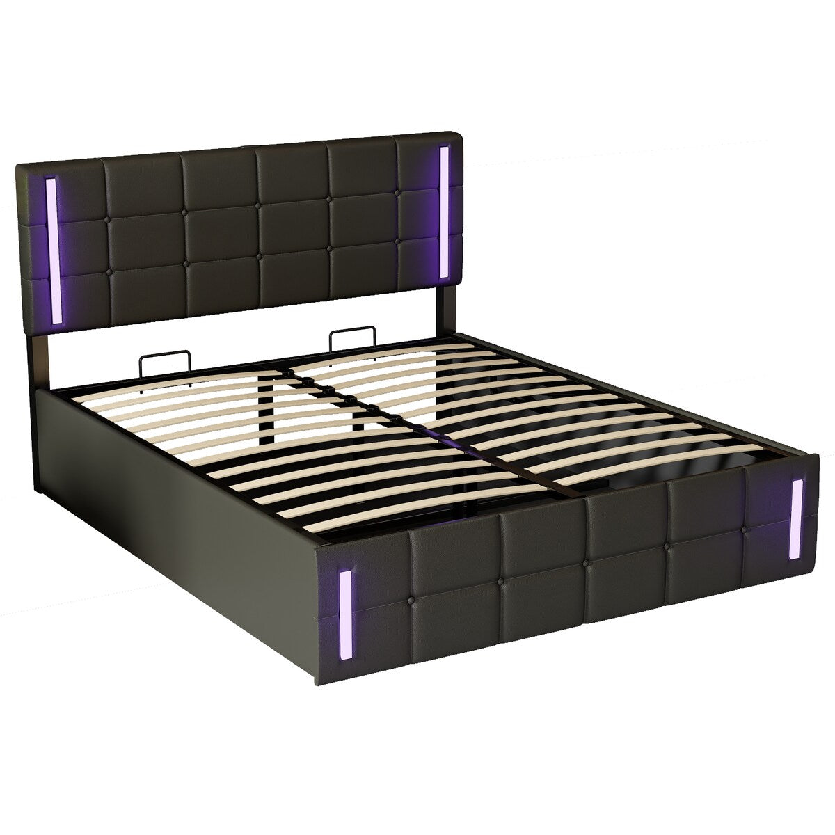 Upholstered Bed with Hydraulic Storage System and USB Charging Station