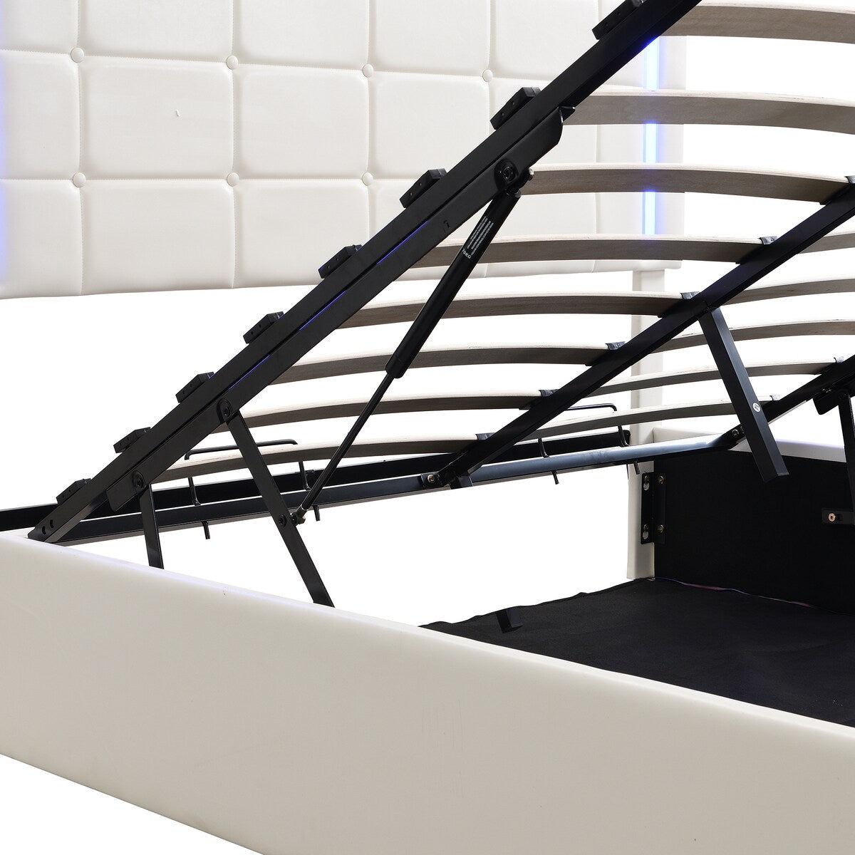 Upholstered Bed with Hydraulic Storage System and USB Charging Station