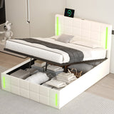 Upholstered Bed with Hydraulic Storage System and USB Charging Station