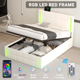 Upholstered Bed with Hydraulic Storage System and USB Charging Station